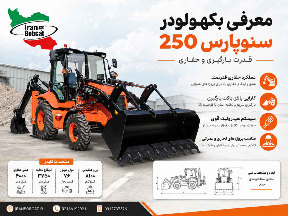 بکهولودر سنوپارس 250 مدل SP PRO 250C